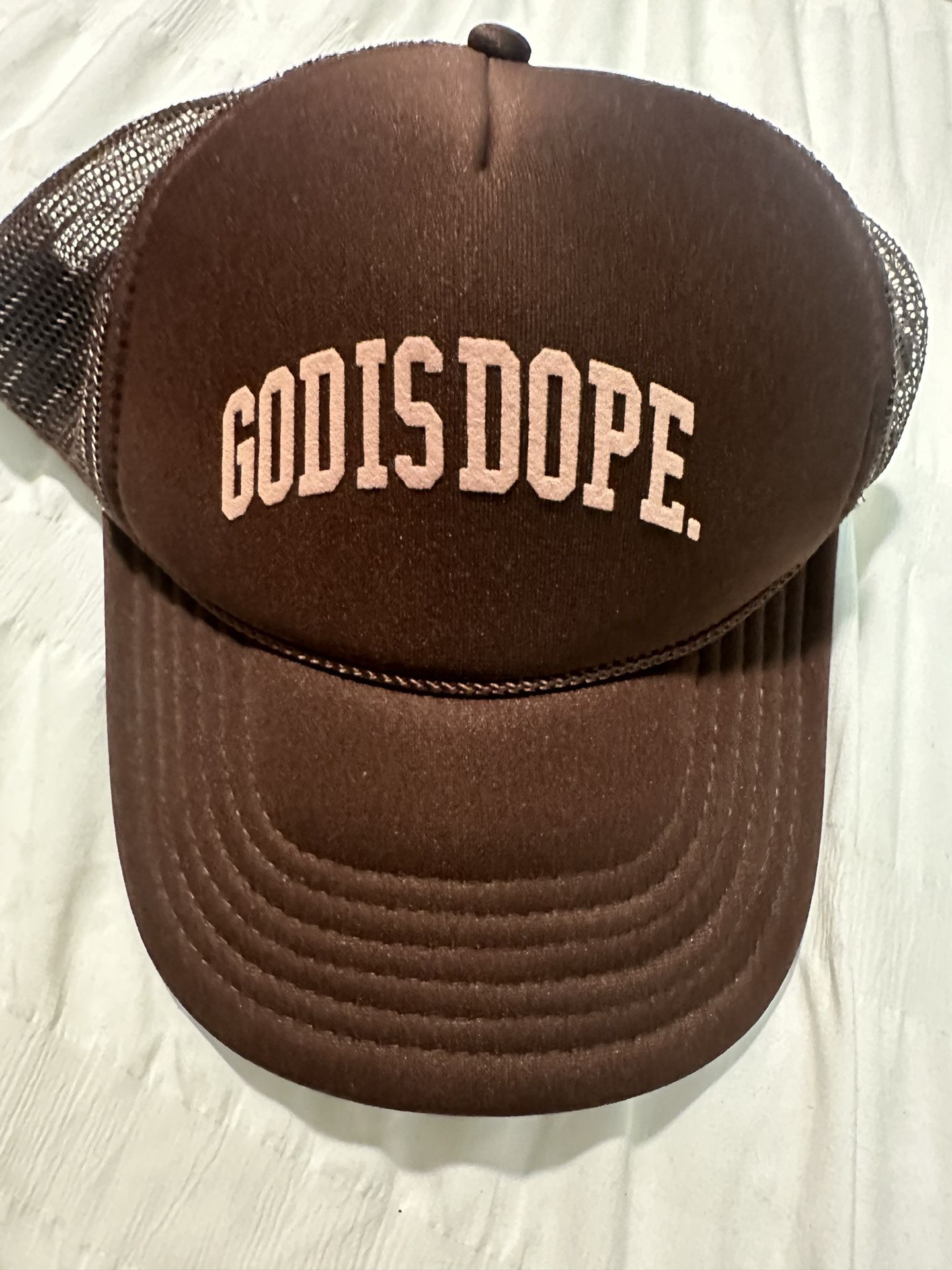 FLASH SALE $8 - BRAND NEW “God Is Dope” Brown/Pink Trucker Hat