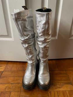 Dr. Martens Silver Metallic Knee-High Boots