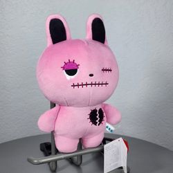 8" Fukuya Hurt Break Pink Black Bunny Plush