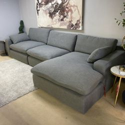 Elyza Linen And Smoke Sectional Sofa , Financing Available 