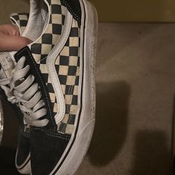 Black White Checkered Vans (size US Men 7.5) (woman Size 9)