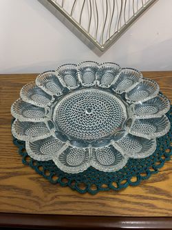 Vintage Crystal Hobnail Deviled Egg Plate