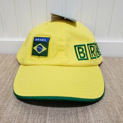 NWT! ESSENCIAL Brasil Soccer Team 100% Cotton Hat (S/M) Yellow/Green