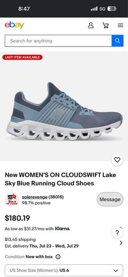 New WOMEN'S ON CLOUDSWIFT Lake Sky Blue Running Cloud Shoes