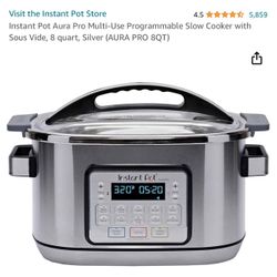 Instant Pot Aura Pro Multi-Use Programmable Slow Cooker with Sous Vide, 8 quart, Silver (AURA PRO 8QT)