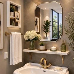 18 in. W x 24 in. H Frameless Irregular Bathroom Vanity Mirror
