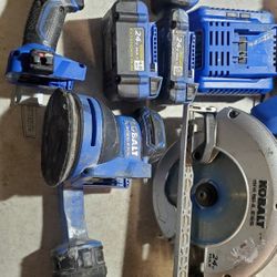 Kobalt 24V 3 tools set. drill, sander, circular saw, 3 batteries and  charger all work great , G6,4