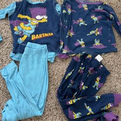 The Simpson BART Man Boy Pajamas Size 8 100% Cotton Snug Fit Long Sleeves 