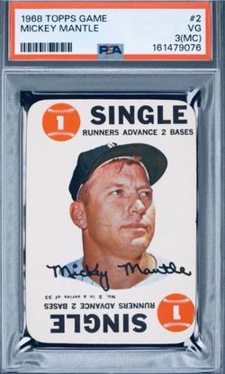 Sharp Vintage 1968 Topps Game #2 Mickey Mantle PSA 3 (MC) New York Yankees Legendary Hall Of Famer