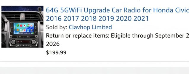 Honda Civic Upgrade Car Radio 64G 5G WiFi