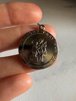 Sterling silver St. Anthony Pray For Us Medal Pendant religious Catholic medallion