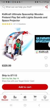 KidKraft Ultimate Spaceship Wooden Pretend Play Set with Lights Sounds