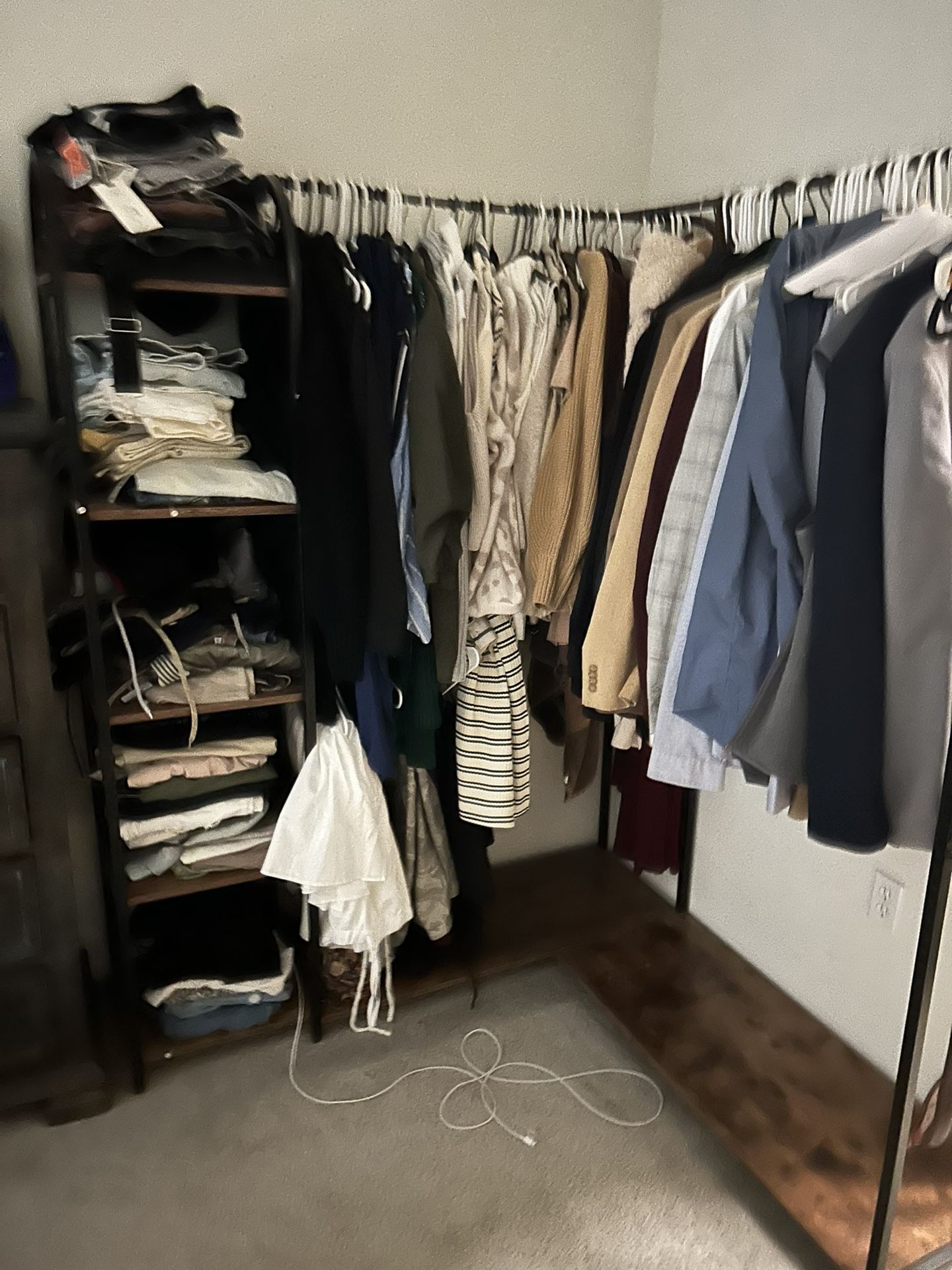 Garment Rack Closet Organizer with Storage Shelves and Coat Rack