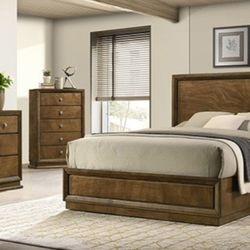 Brand New Walnut 4pc Queen Bedroom Set (Available In Eastern King)