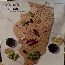 Illinois map shaped multi purpose cutting board