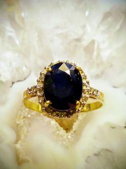 10k Sapphire And Diamond Ring