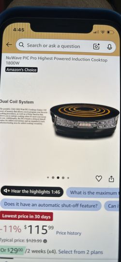 Nu Wave Pic Pro Highest Powered Induction Cooktop 1800W Cash Only