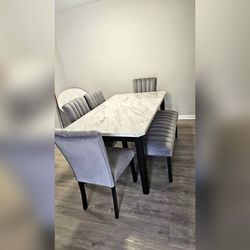 5PC Marble top dining table set