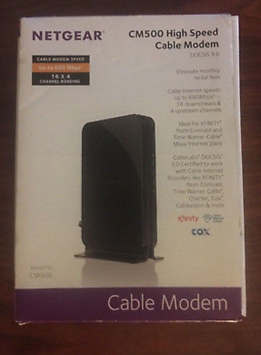 NETGEAR CM500 DOCSIS 3.0 16x4 Cable Modem Xfinity Comcast Cox Time Warner Cable