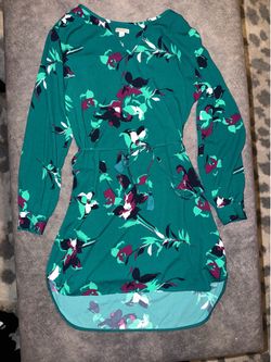 Merona Teal Floral High-Low Tie-Waist DressXL