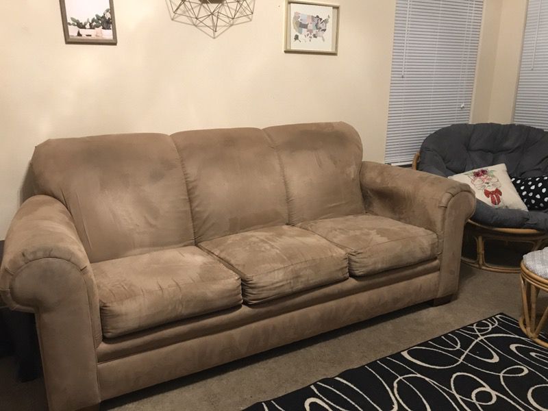 Light brown suede couch
