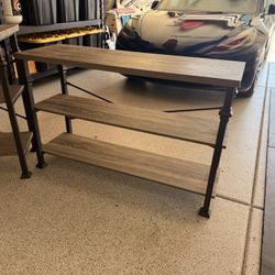 “Rustic 3-Tier Utility Shelving Unit (Metal Frame, Wood Shelves)