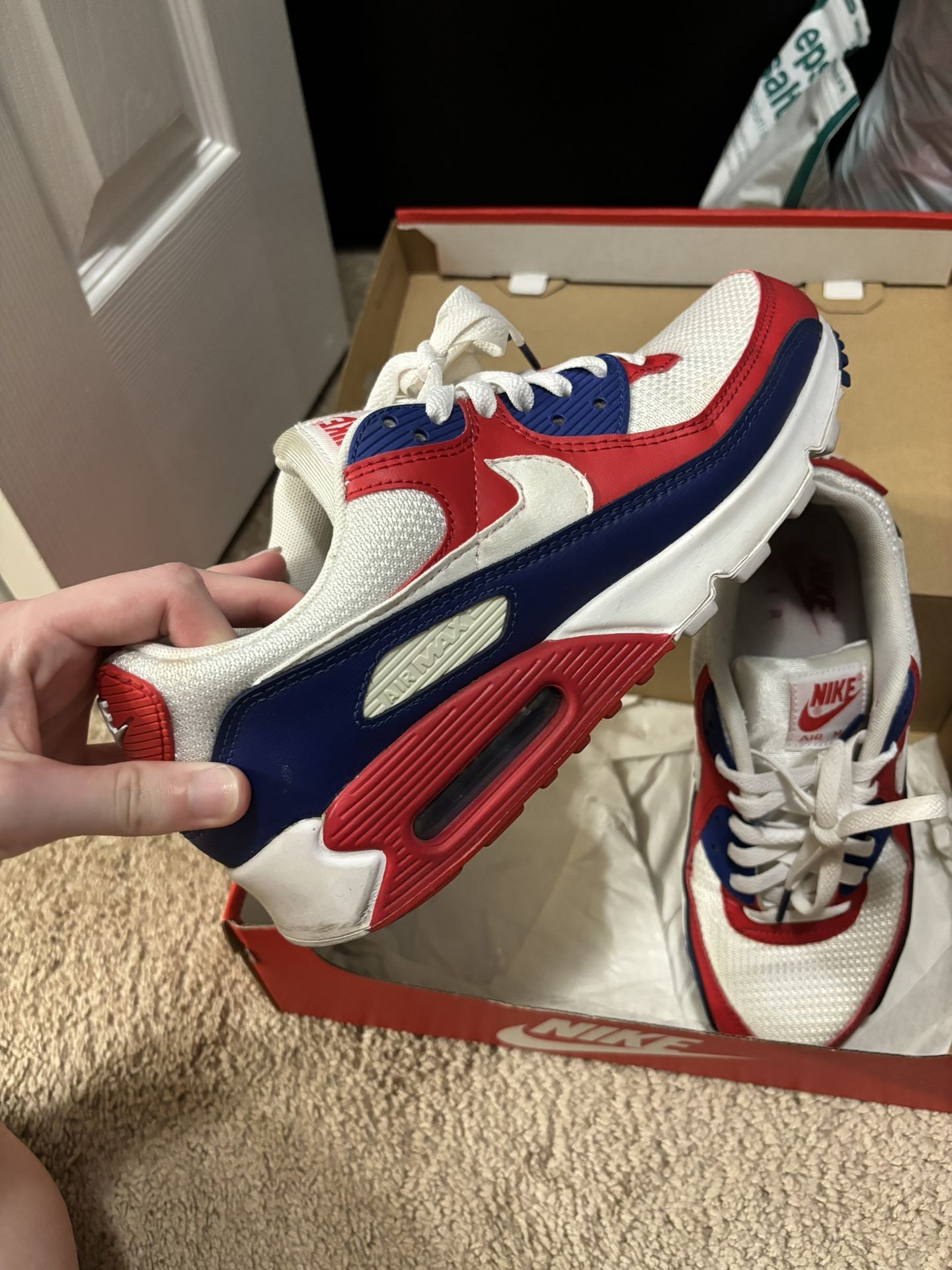 Red White And Blue Nike Air Max 90 Mens Womens
