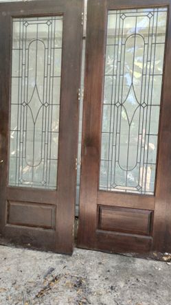 Awesome 96 In  French Doors W Stained Glass
