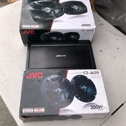 PolkAudio 4 Channel Amp With Jvc Speakers Nuevas New