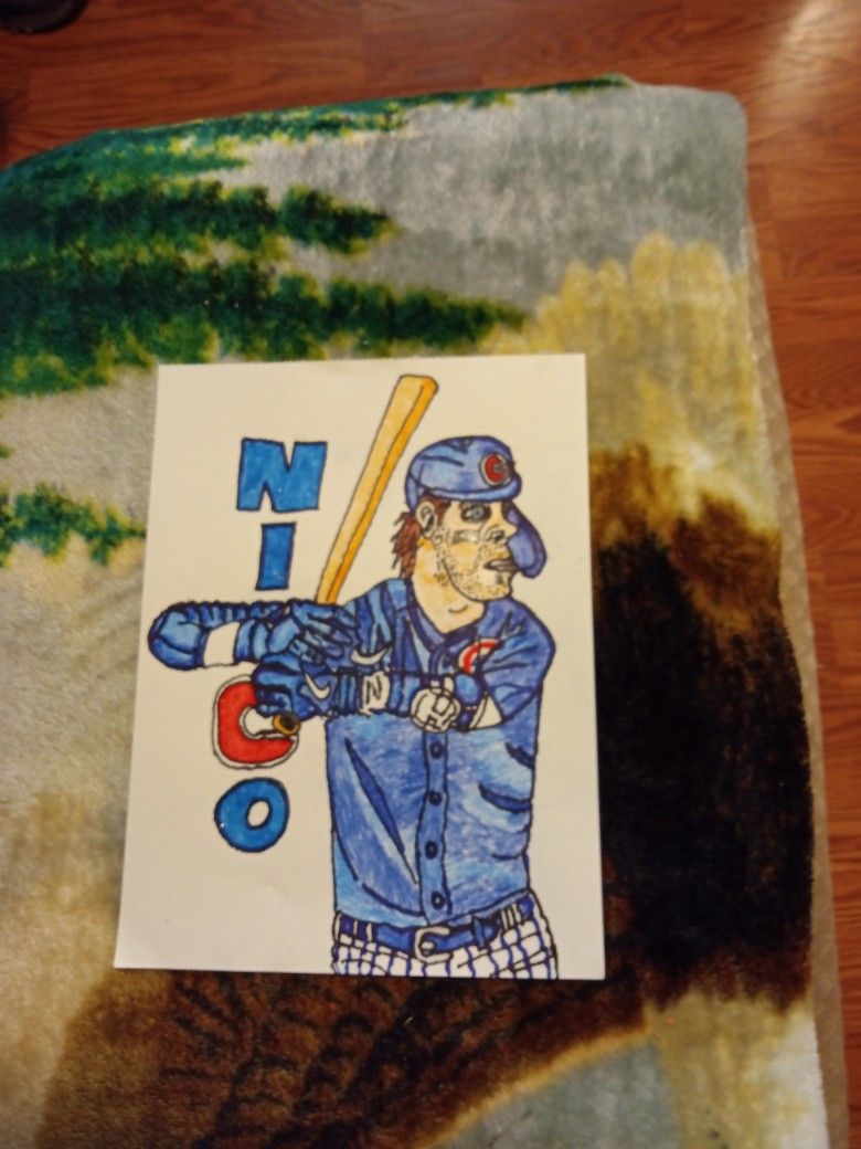 Cartoon Of Nico Hoerner Of The Chicago Cubs Second Base Home Run