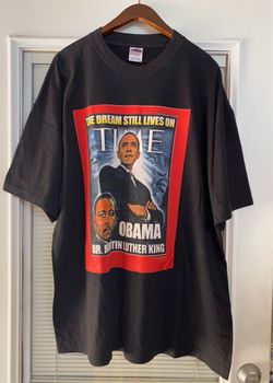 TND Tornado Activewear 2008 Obama MLK Double Sided Graphic T Shirt Black 2XL