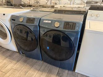 Samsung blue frontload washer and dryer set electric with warranty