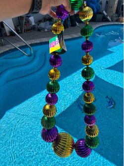 Mardi Gras necklaces and decorations