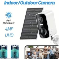 Solar Security Camera Outdoor, Wireless Battery Home Indoor Camera, Solar Panel Autonomous, ^ 360° 2K Full Color Night Vision,