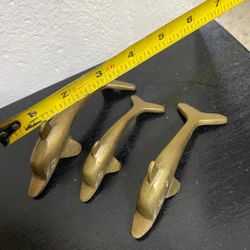 Adorno Antiguo Delfines Bronce 