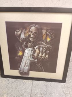 Framed Skeleton Grim Reaper 3D Art Print