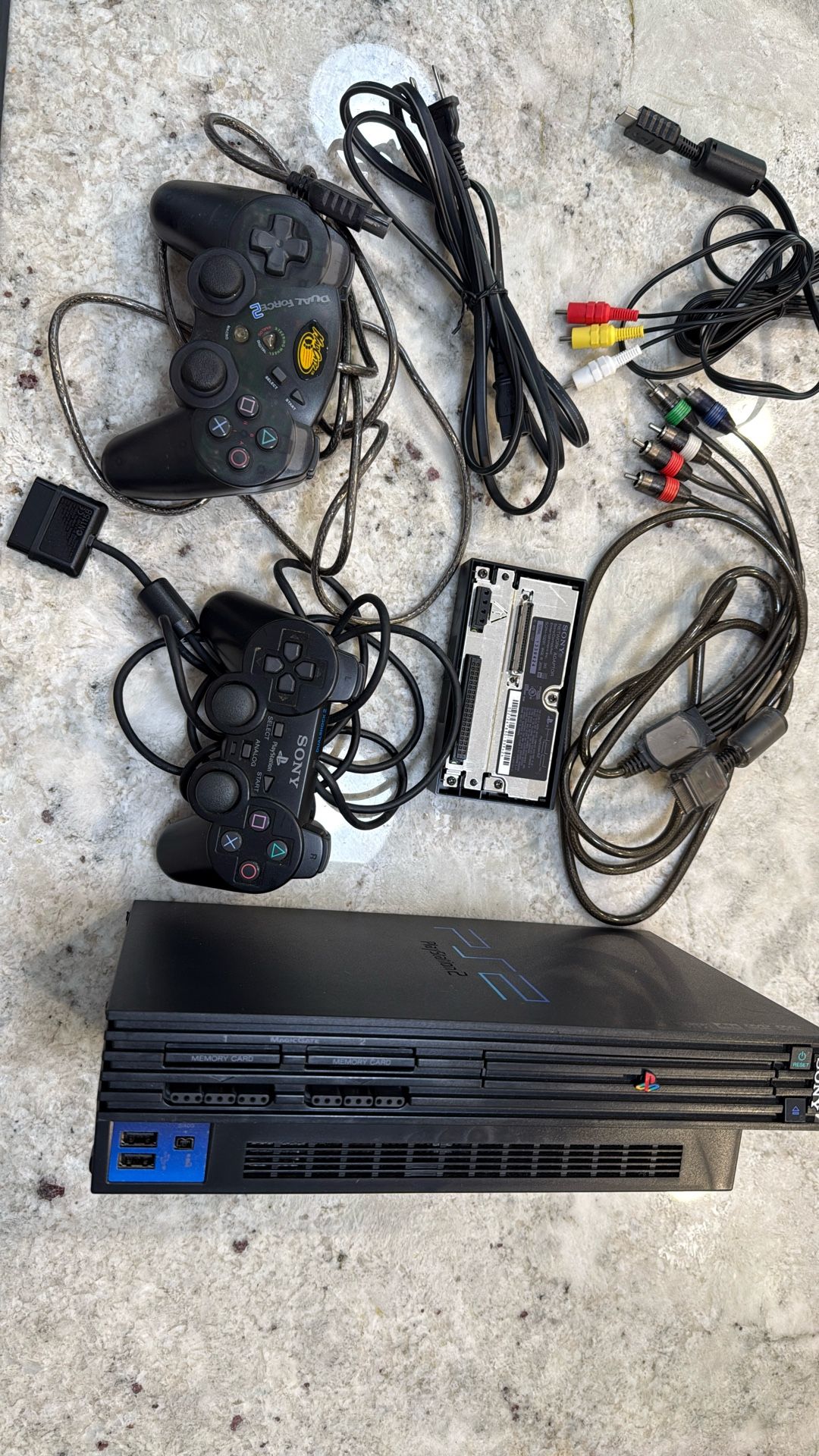 PS2 Console Bundle – 11 Games, Controllers, Network Adapter – AS-IS (Non-Working)