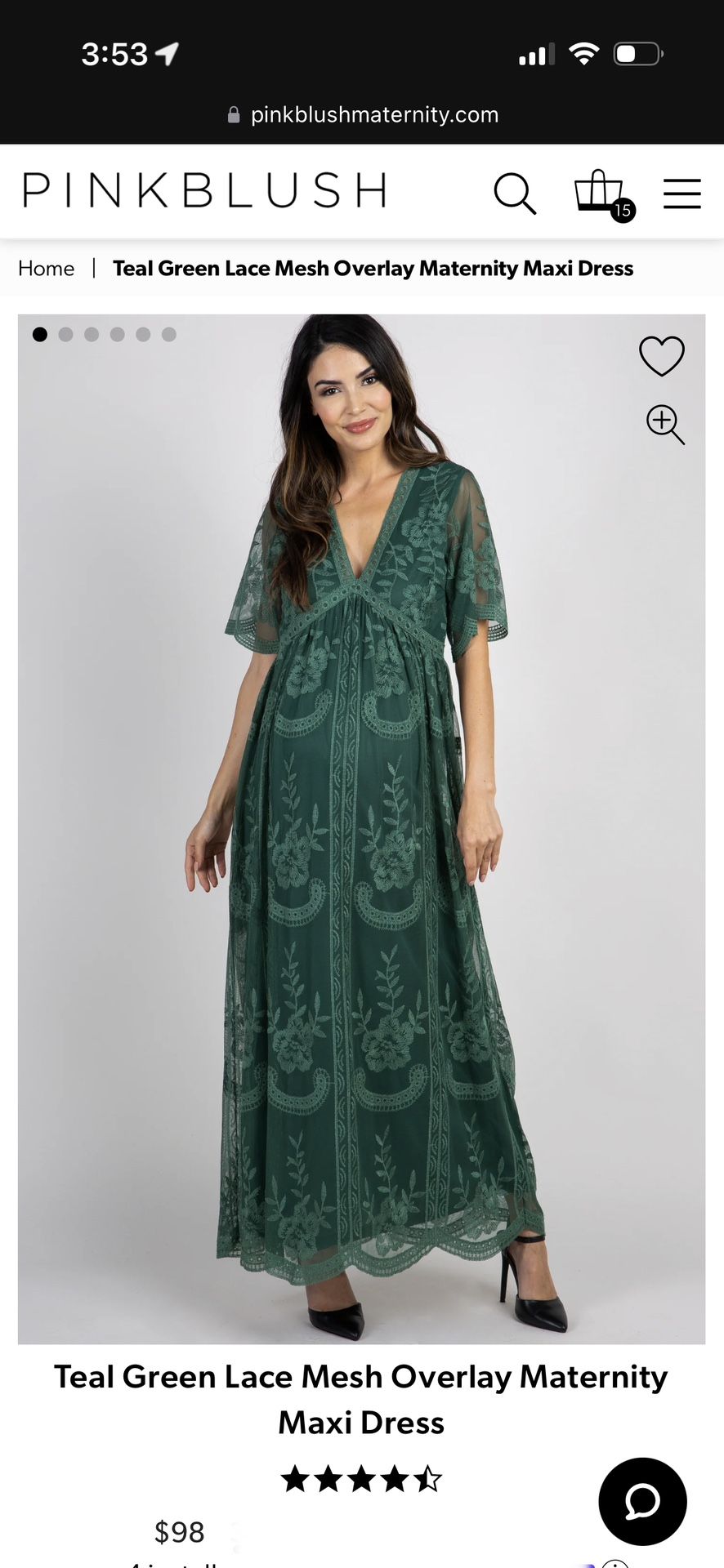 Pink Blush Green Lace Maternity Dress