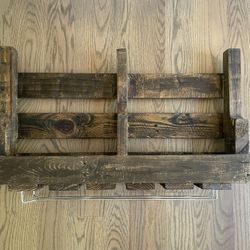 Wall Mounted Wine Rack With Stemmed Glass Shelf