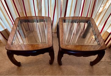 Solid wood glass top end tables