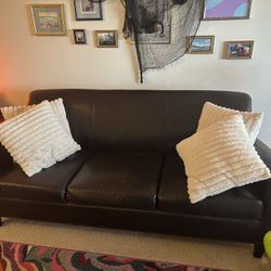 Dark Brown Leather Couch 