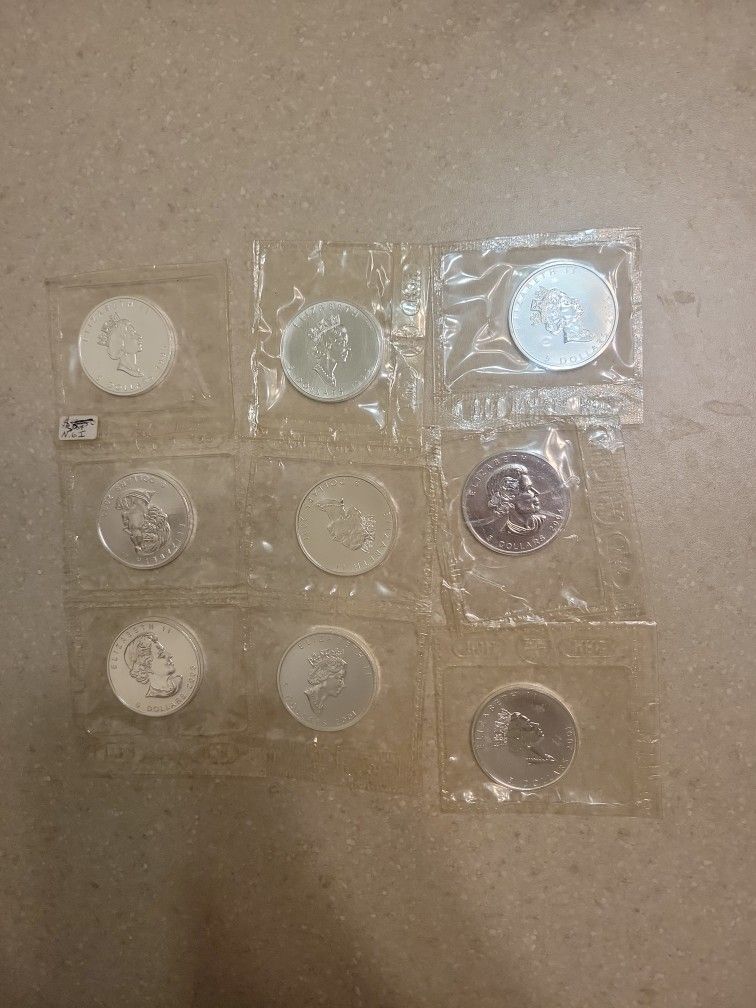 Canada Maple Leaf 1 Oz 999.9 Silver Coins.  Older Dates.  Sealed.  $37  Each 