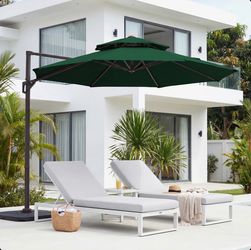 Pulk Round Cantilever Umbrella with Cover 120” size dark green color