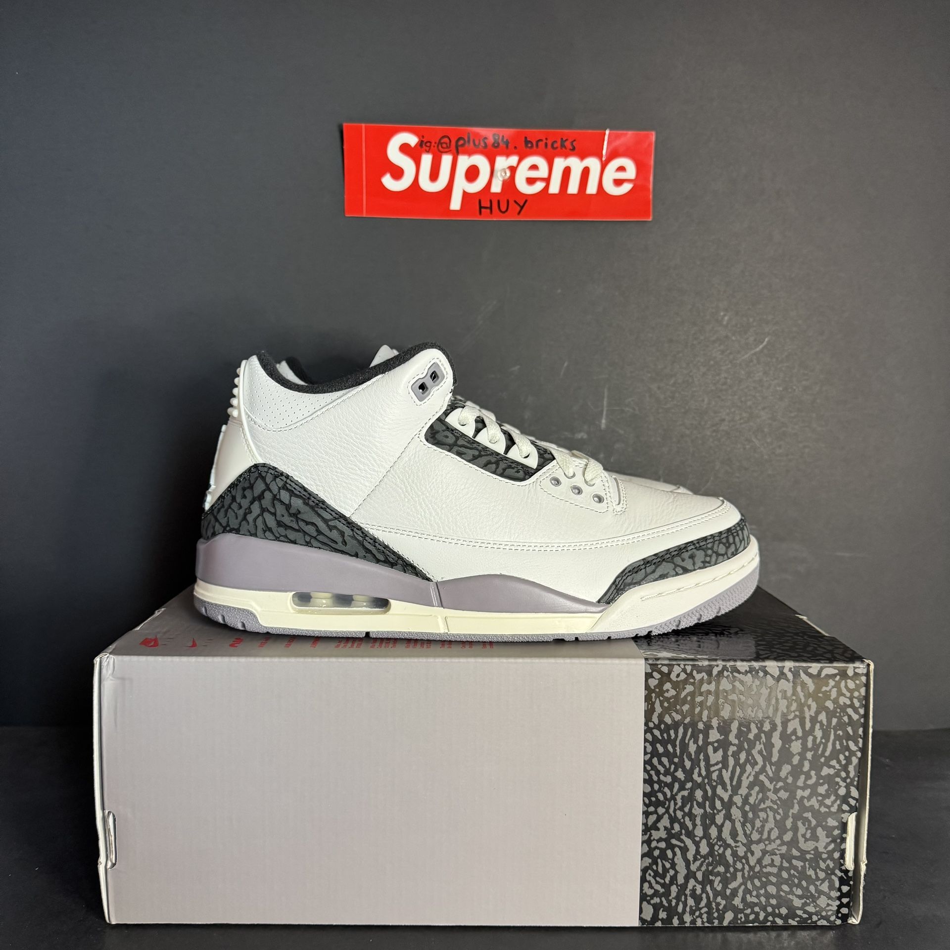 Jordan 3 Cement Grey Size 9 No Lid