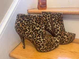 Booties size 9-9.5 leopard print high heels
