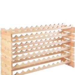 New Wine Rack Stackable Storage 6 Tier 72 Bottle Storage Displayn Shelves Wood