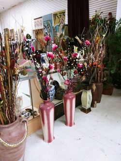 $25.00 (each) Vase & Silk Flowers , Clearance SALE