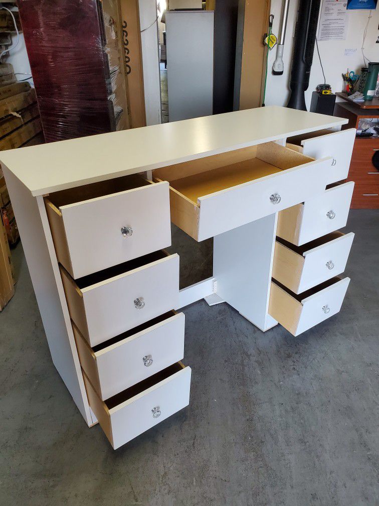 Brand New White Vanity Desk With 9 Drawers Available In Other Colors 