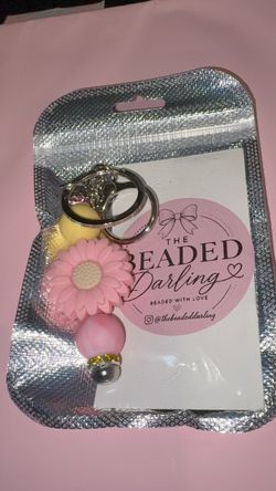 Pink flower keychain