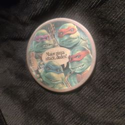 Vintage Teenage Mutant Ninja Turtle Big Holograph Button Pin Pizza Hut 1985 